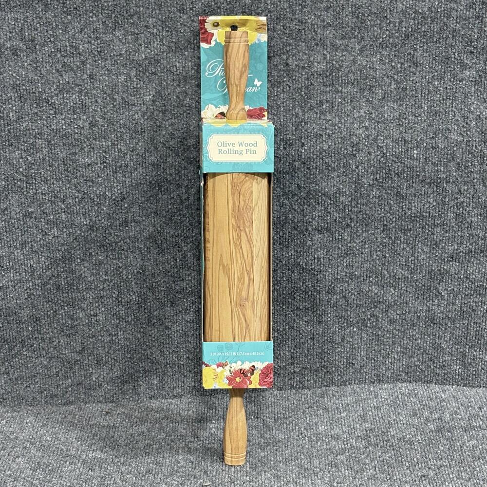 The Pioneer Woman Olive Wood Rolling Pin 19.13in x 3in Pastry Baking Dough Tool